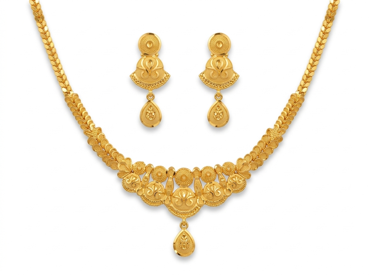 Arrow Leaf Chain Filigree Necklace Set