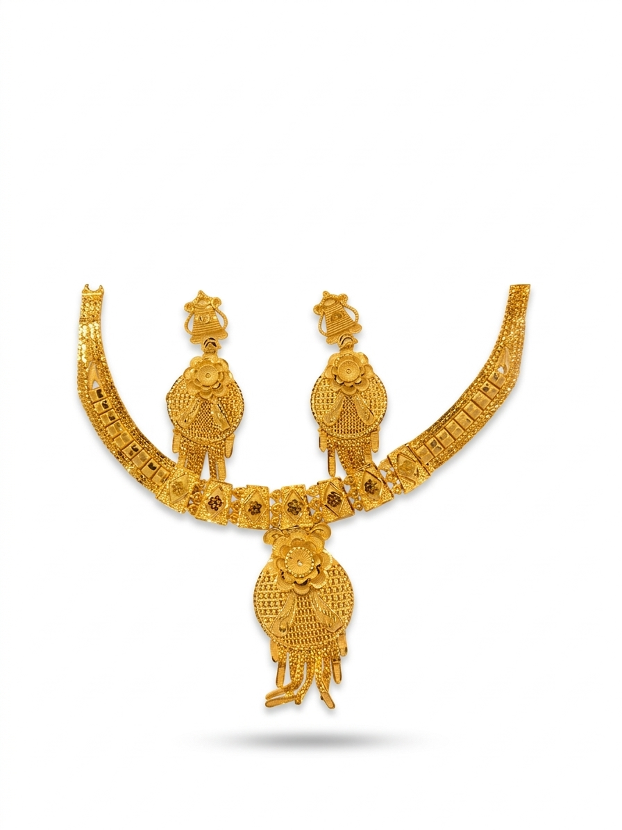Medallion Tassel Pendant Necklace Set