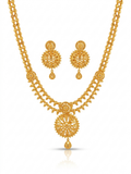 Double Strand Sunburst Pendant Necklace Set