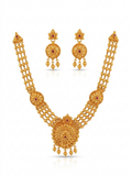 Gold Ball Mesh Ruby Choker Set