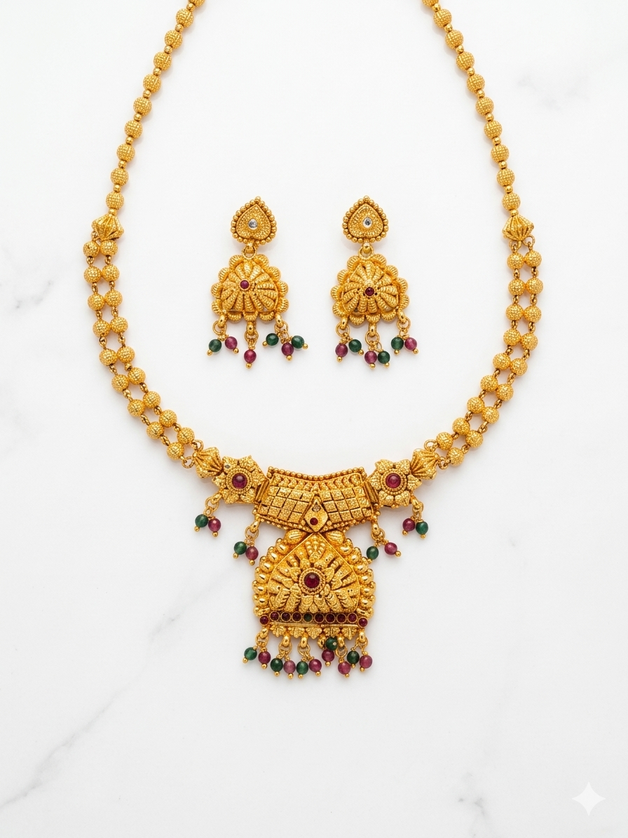 Multi-Stone Ball Chain Necklace Set
