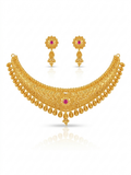 Crescent Leaf Choker Ruby Stone Set