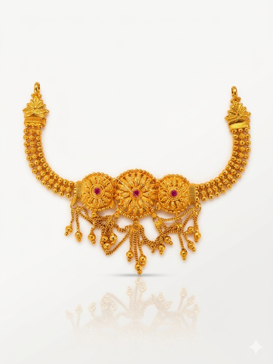 Triple Disc Ruby Torque Necklace Set