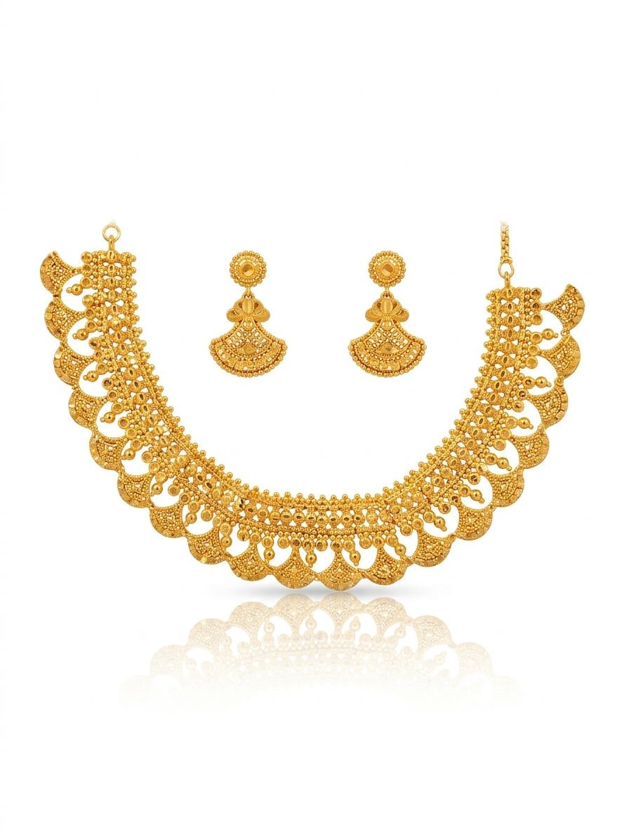 Scallop Fan Choker Necklace Set