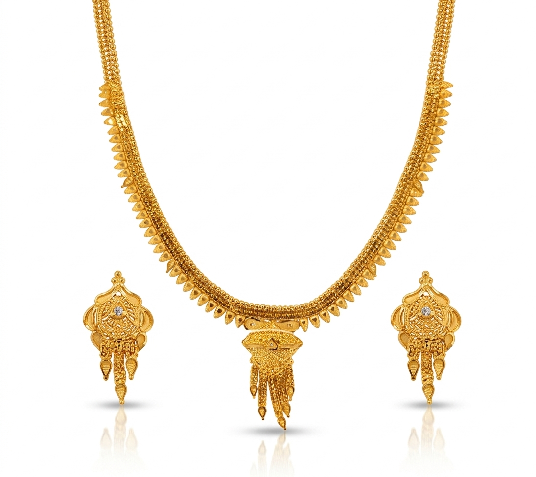 Spike Chain Fringe Pendant Necklace Set