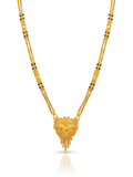 Gold Lion Pendant & Black Bead Long Necklace