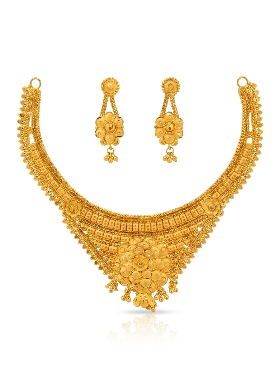 V-Shape Floral Cluster Choker Set