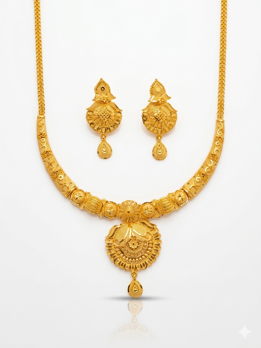 Peacock Pendant Long Chain Necklace Set