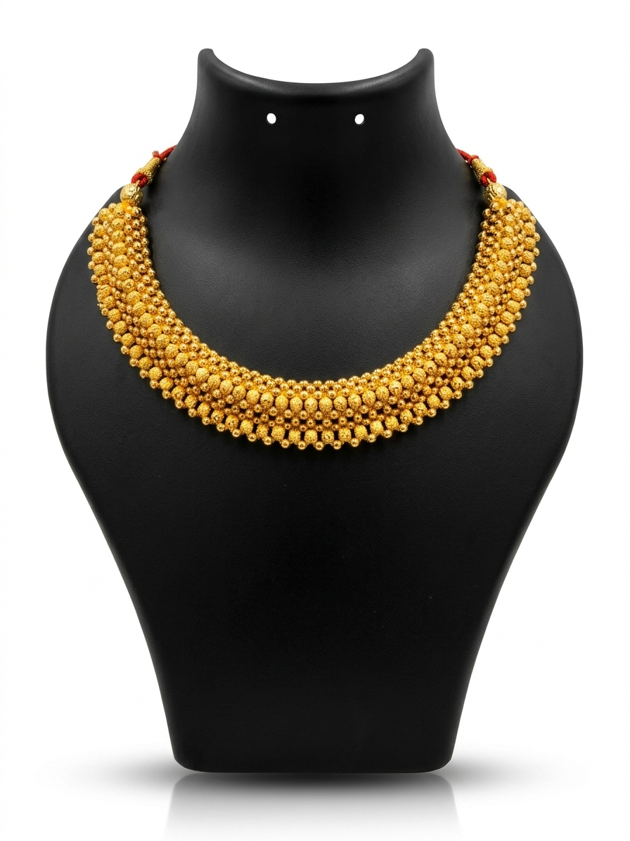 Gold Granule Cluster Thushi Choker Necklace