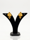 Gold Dome Stud Earrings with Tassel Drops