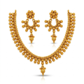 Antique Gold Teardrop Necklace & Chandbali Earring Set