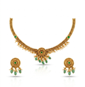 Meenakari Lotus Pendant Necklace & Drop Earring Set
