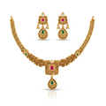 Temple Coin Pendant Chain Necklace & Stud Earring Set