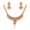 Ruby Cluster Bib Necklace & Hoop Jhumka Earring Set