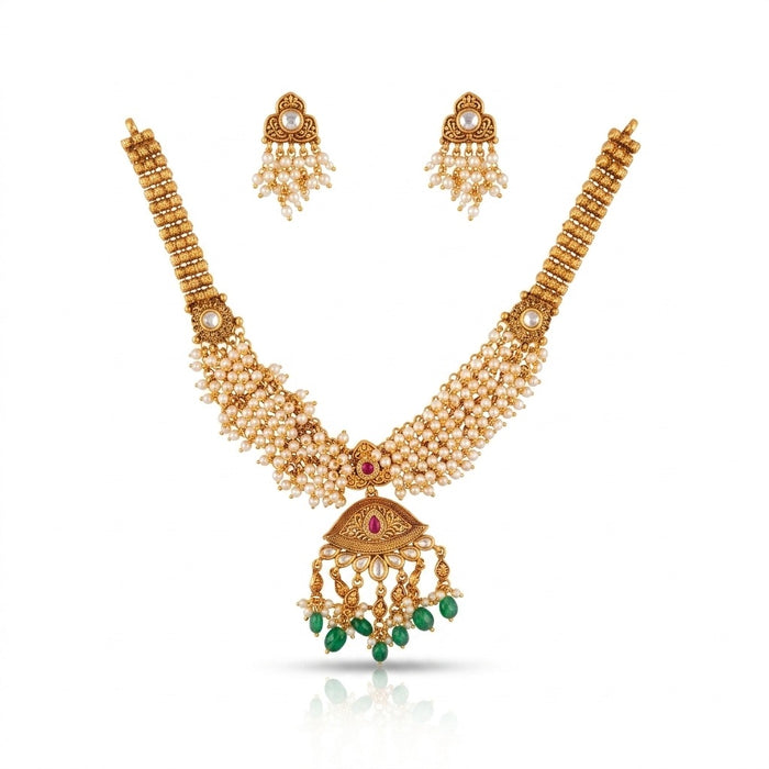Antique Oxidised Tribal Necklace & Statement Earring Set