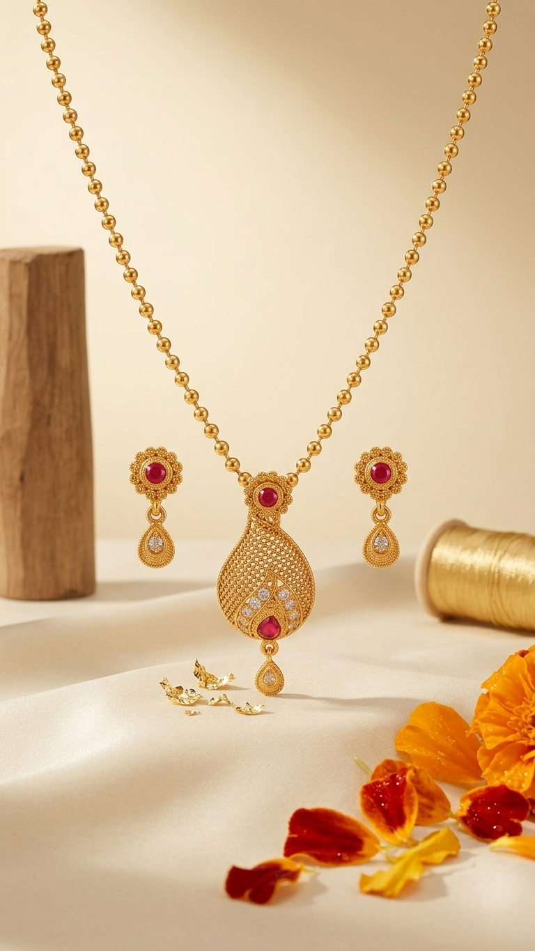 Floral Enamel Choker Necklace & Dangling Earring Set
