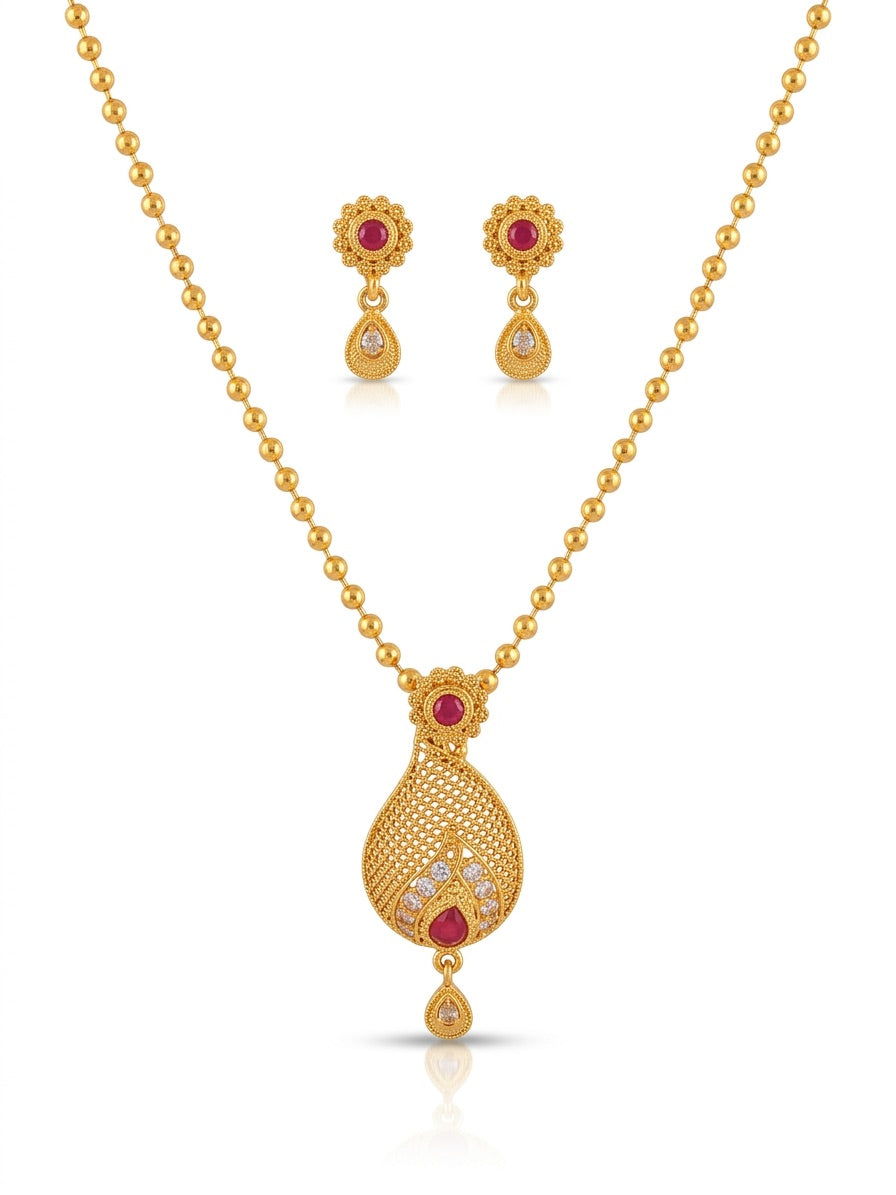 Floral Enamel Choker Necklace & Dangling Earring Set