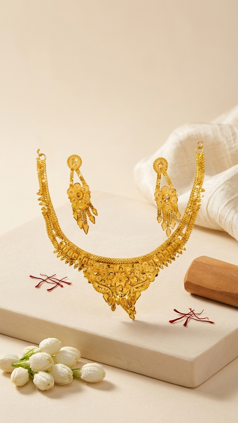 Jadau Floral Choker with Emerald Drops & Jhumka Set