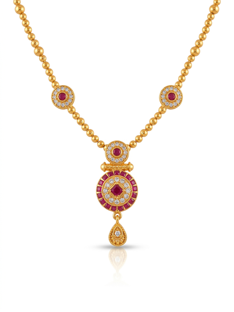 Champagne Stone Teardrop Long Necklace & Earring Set