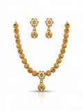 Navratan Multi-Stone Disc Necklace & Kundan Teardrop Earring Set