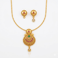 Antique Chandbali Pendant Necklace & Round Stud Earring Set