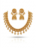 Golden Temple Necklace & Jhumka Earring Set