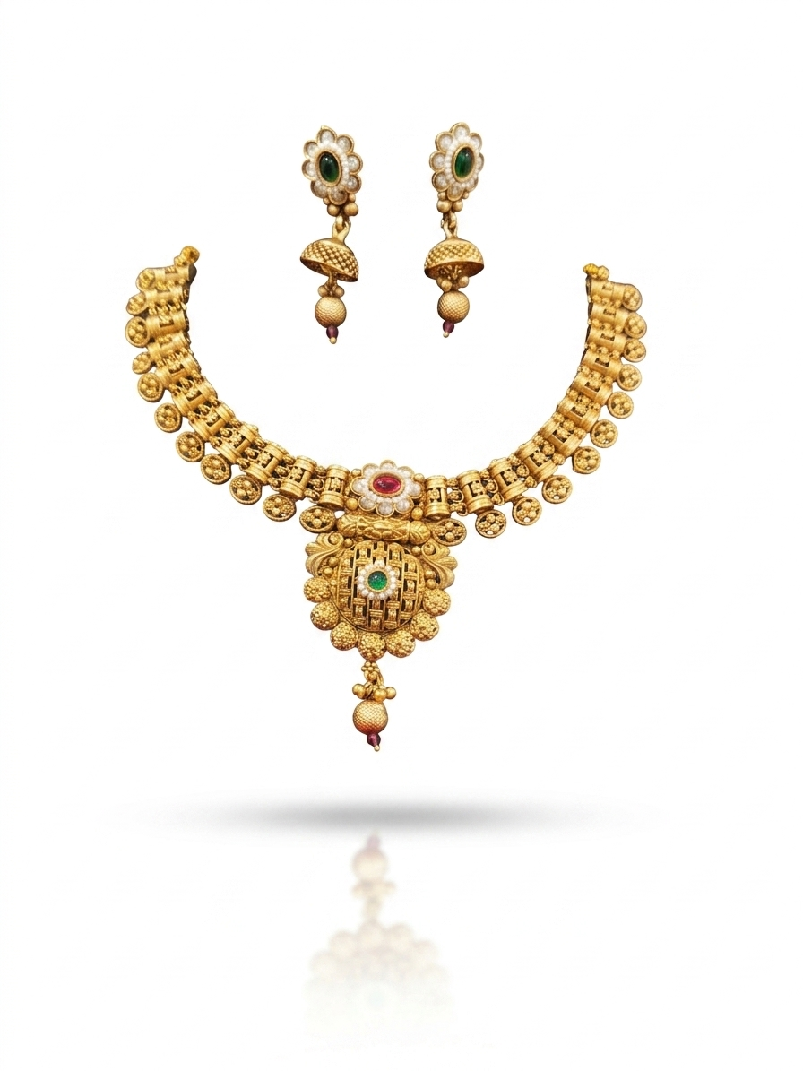 Royal Peacock Meenakari Necklace & Earring Set