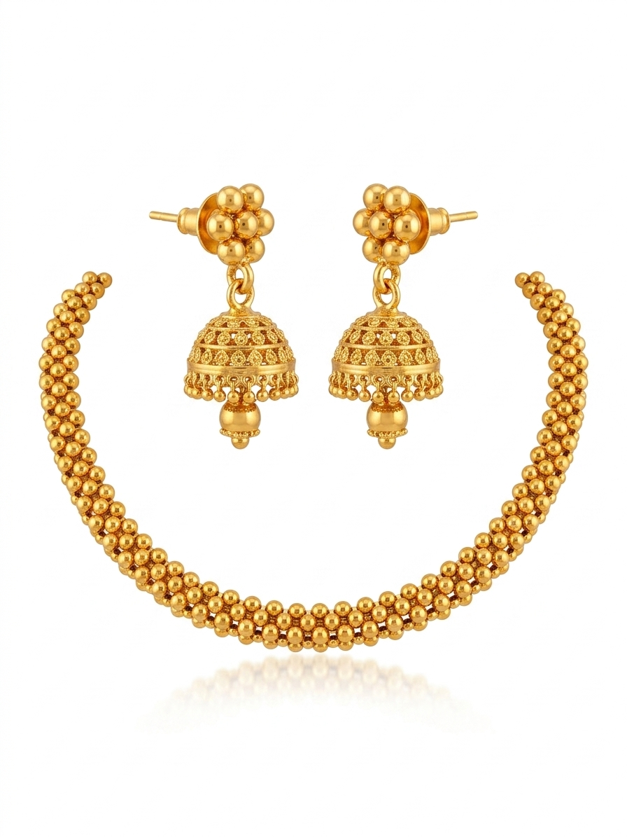 Golden Heirloom Haar Necklace & Jhumka Earring Set