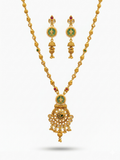 Emerald & Gold Pendant Necklace & Earring Set