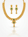 Peridot Green & Antique Gold Leaf Necklace Set