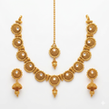 Kundan Floral Disc Necklace, Jhumka & Maang Tikka Set