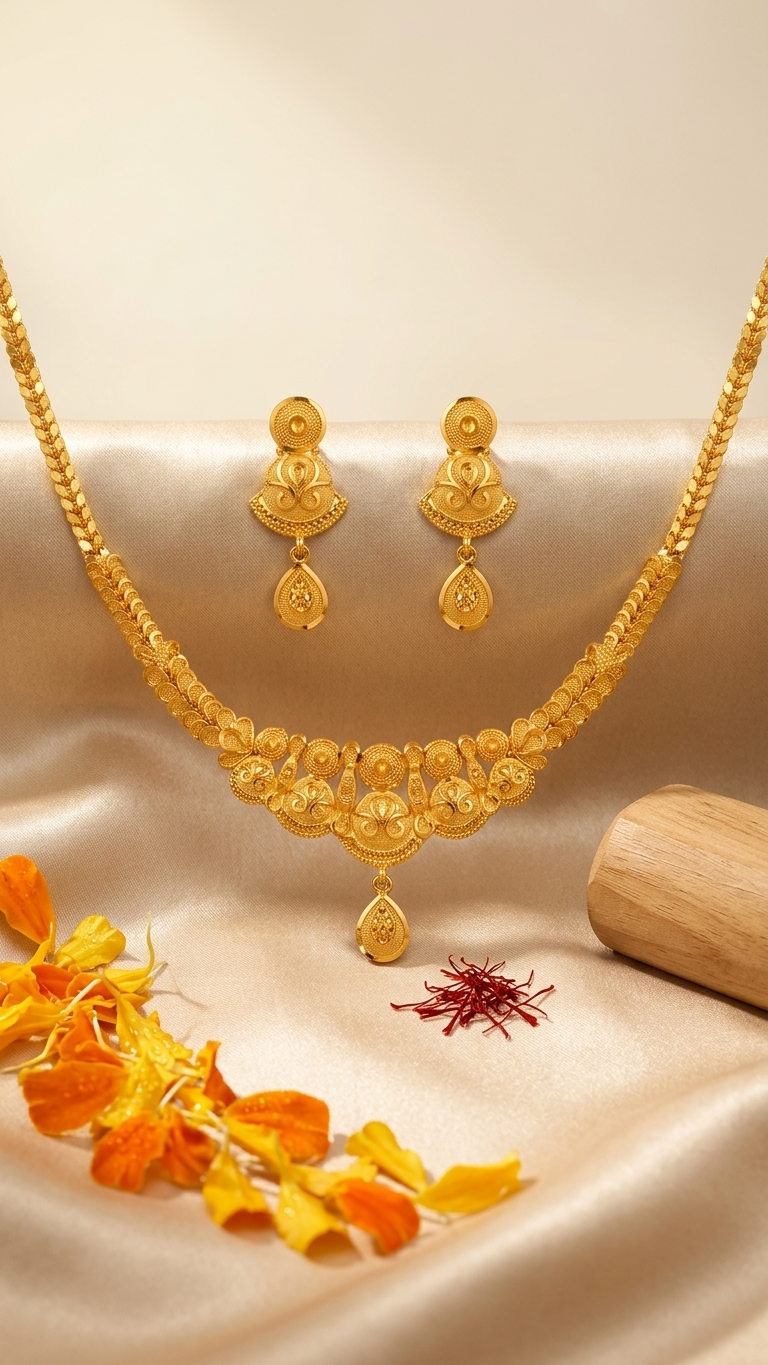 Arrow Leaf Chain Filigree Necklace Set