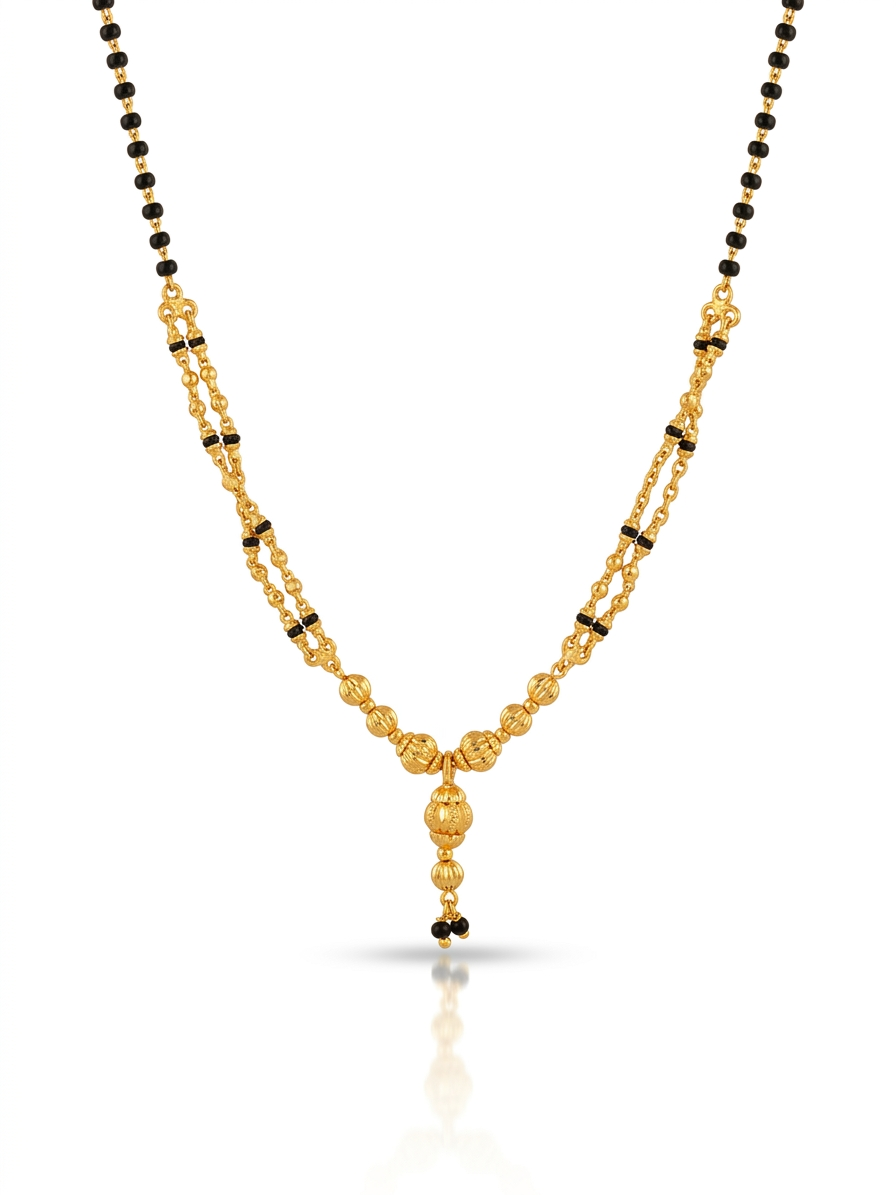 Gold & Black Beaded Mangalsutra Necklace