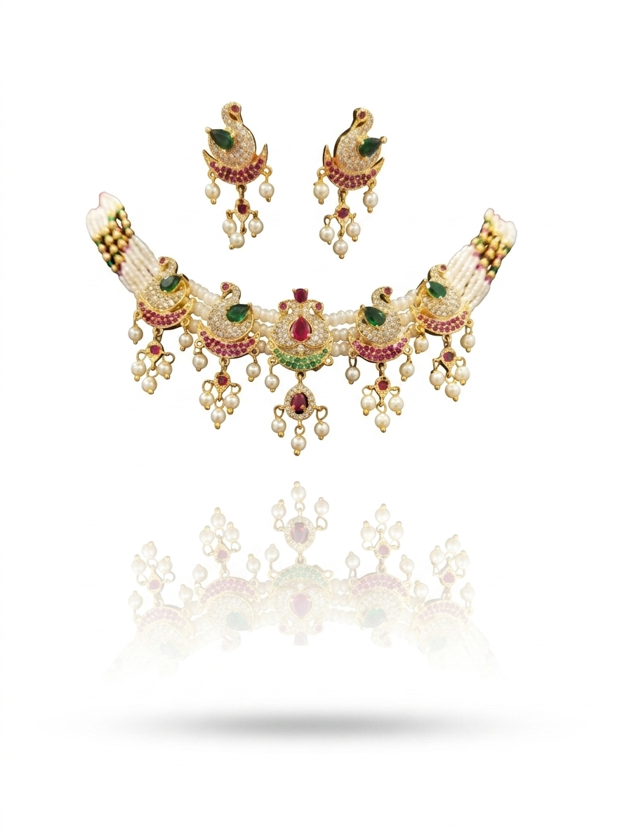 Ruby & Gold Bridal Choker Necklace