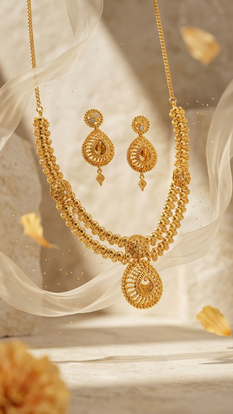 Teardrop Ball Chain Necklace Set