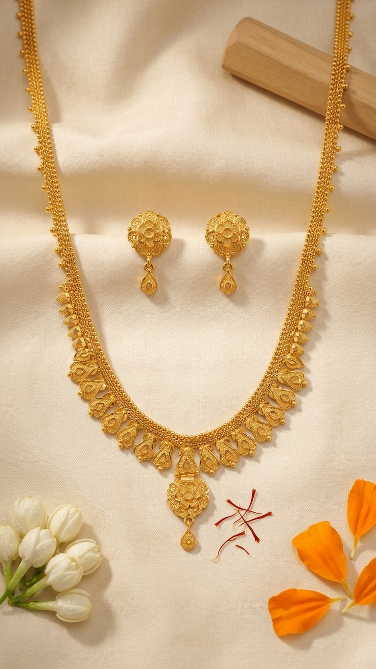 Double Strand Sunburst Pendant Necklace Set