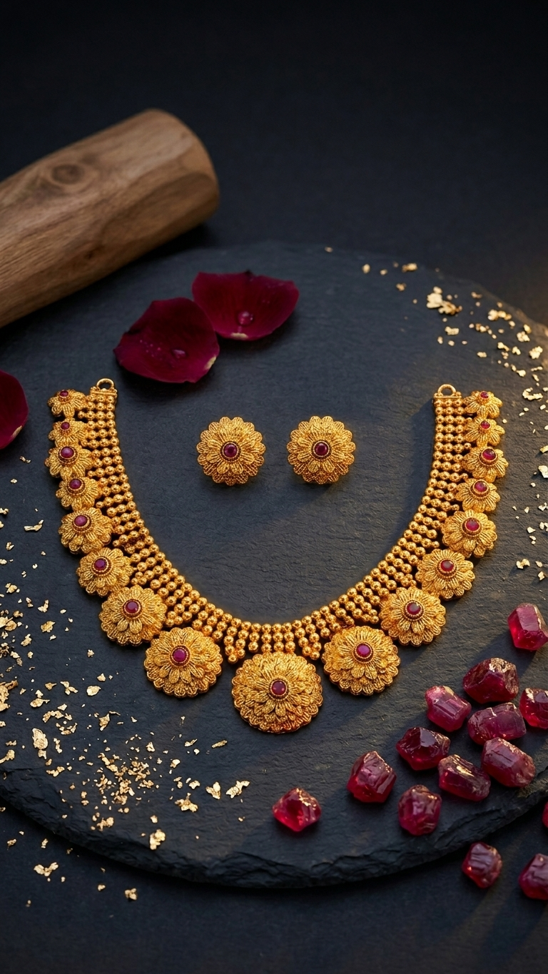 Daisy Flower Mesh Choker Set
