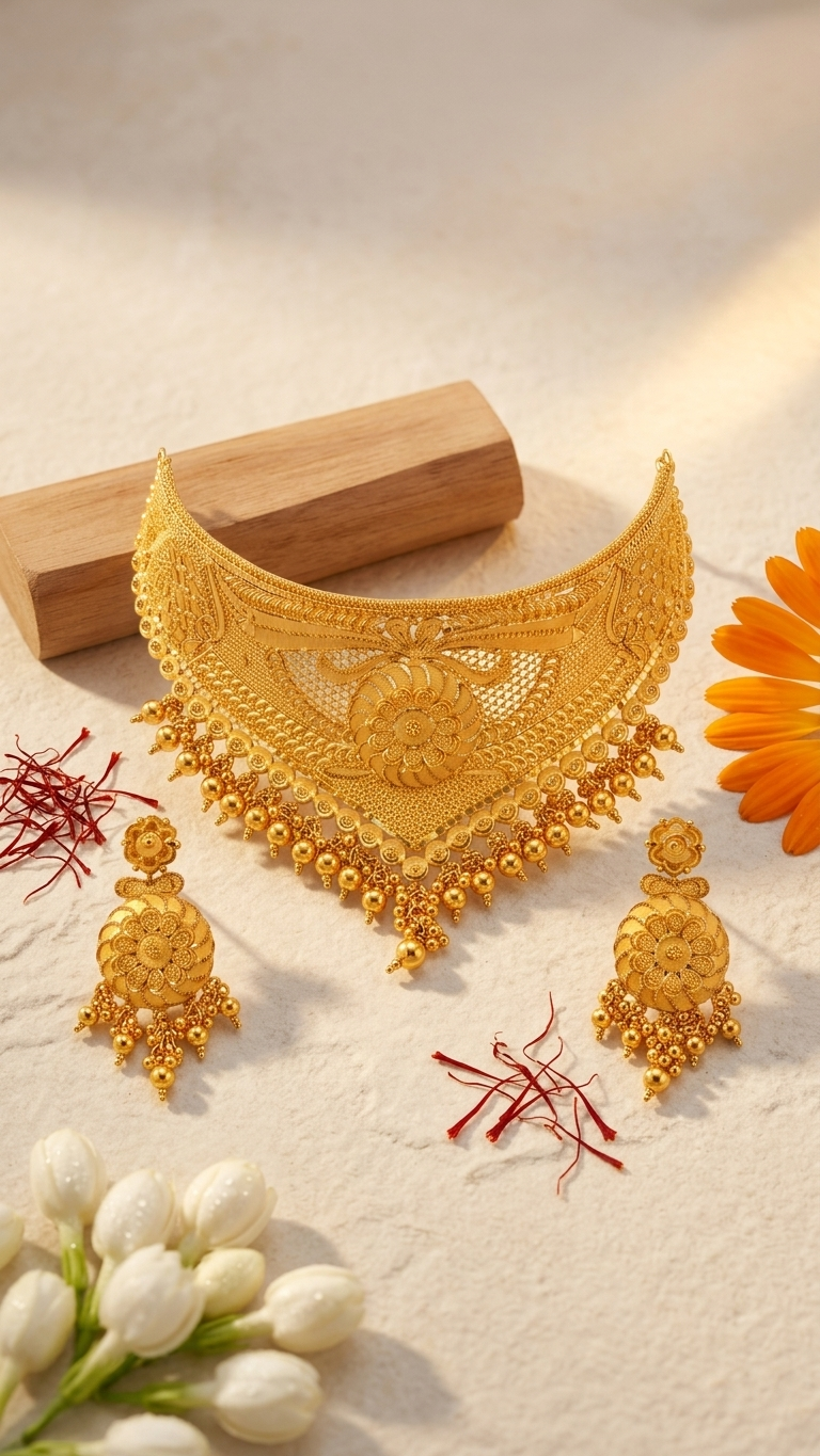 Triangular Lace Choker Jhumka Set