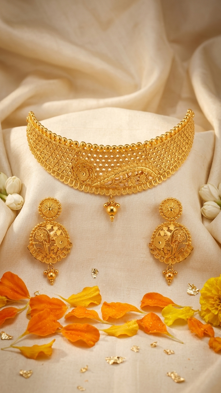 Lattice Work Peacock Choker Set