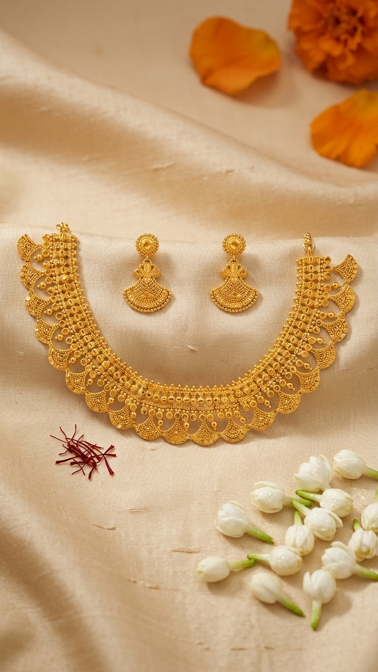 Scallop Fan Choker Necklace Set