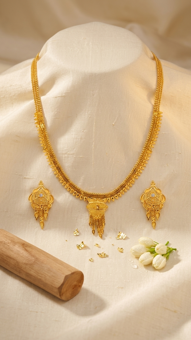 Spike Chain Fringe Pendant Necklace Set